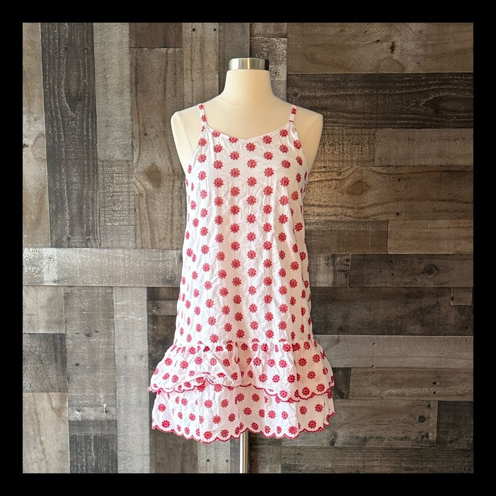 GB Girls red floral eyelet lace dress XLarge garden party girlhoodcore summer